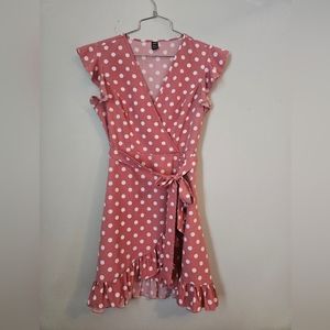 Polka Dot Wrap Dress - Pink